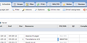 AURORA schedule for translation project management